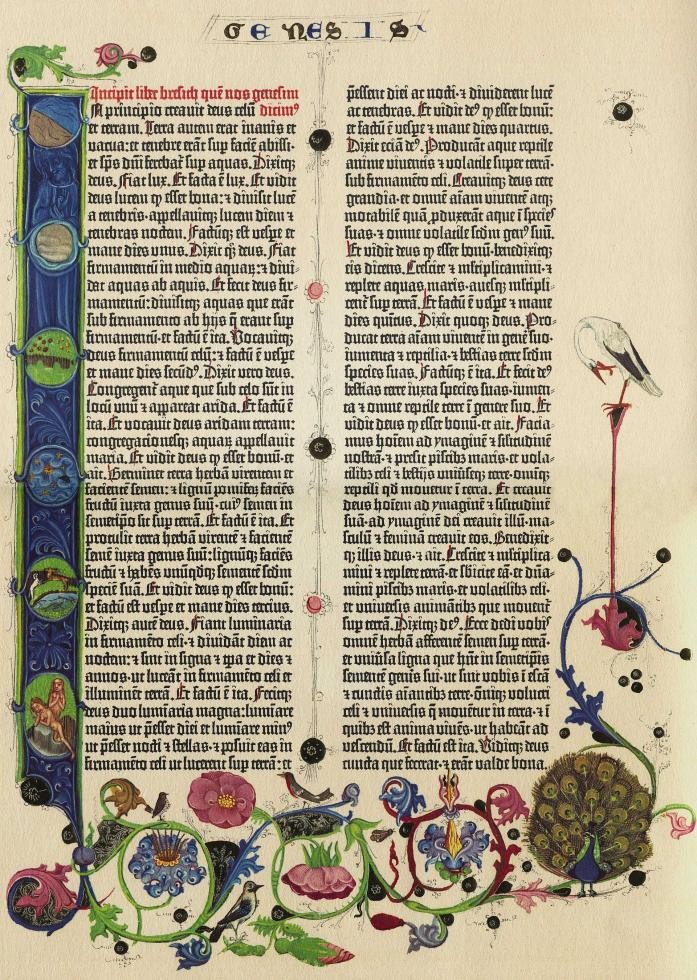 Anfang des Buchs Genesis in der Gutenberg-Bibel der Staatsbibliothek Berlin