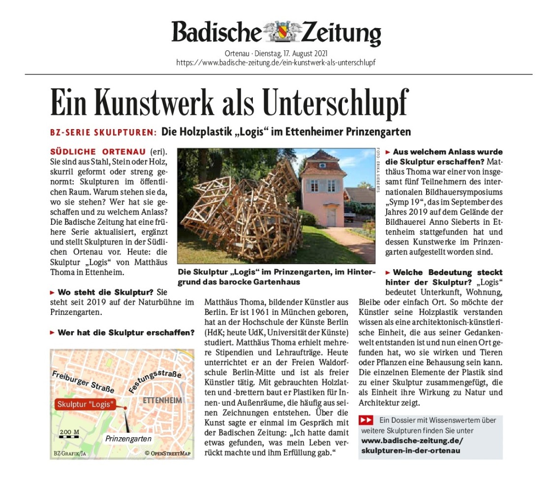 Bericht aus der Badischen Zeitung zur Skulptur Bericht aus der Badischen Zeitung zur Skulptur